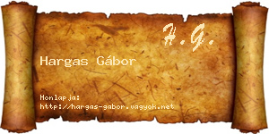 Hargas Gábor névjegykártya